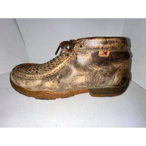 Twisted X Mens Distressed Leather Moccasins Woven Pattern Lace MDM0033